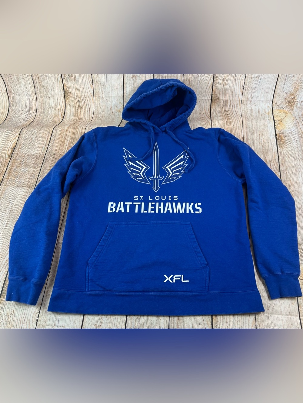 St Louis Battlehawks XFL Football Hoodie Sweatshirt Blue Size Large